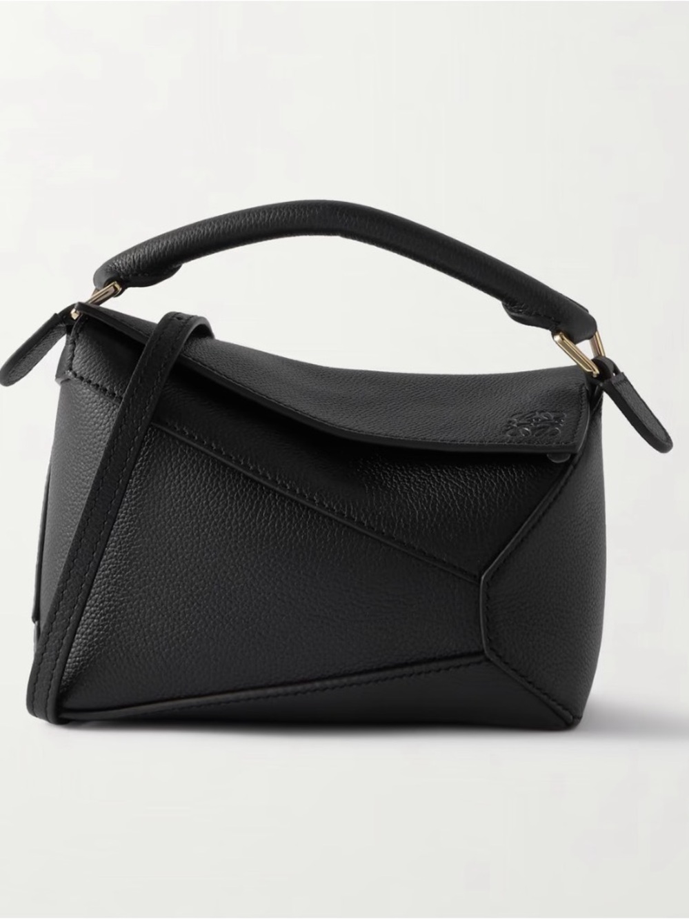 Loewe inspired Black Puzzle Leather Shoulder Bag